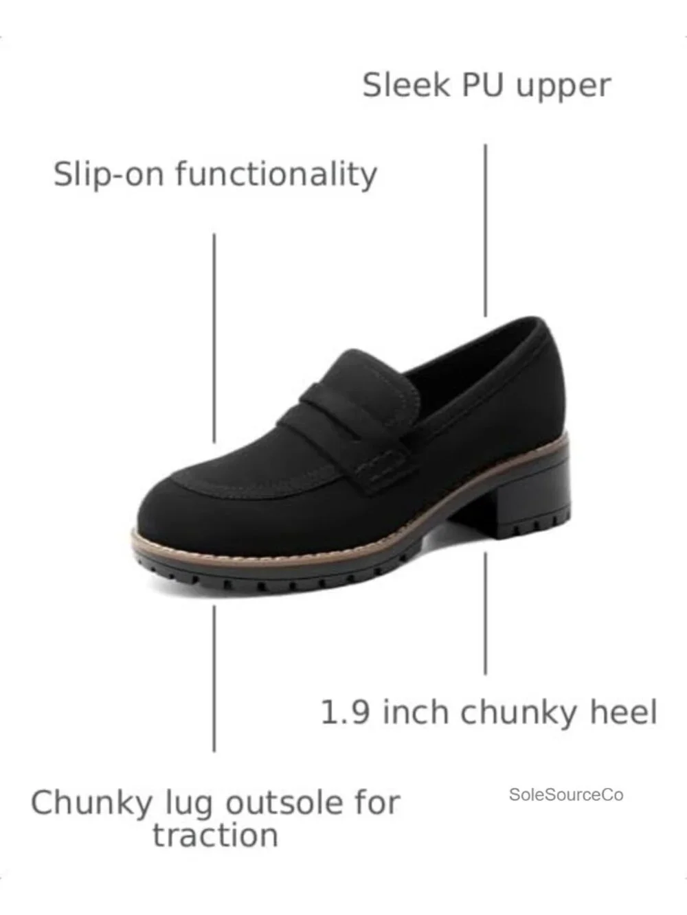 Women's Chunky Penny Loafers Platform Slip-On Work Shoes